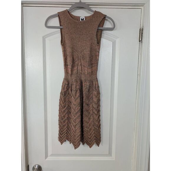 M Missoni Multicolor Lurex Knit Chevron Pattern Sleeveless Skater Dress X-Small‎ - Picture 1 of 6